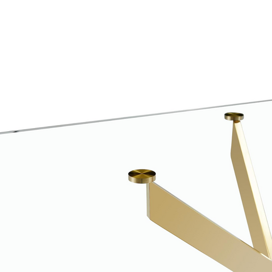 Mesa Rectangular Romina 140x80 | Moderna | Vidrio Templado | Dorado