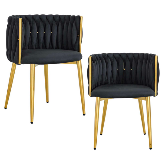 Pack 2 Silla Mizzi Velvet Negro| Sala, Dormitorio u Oficina