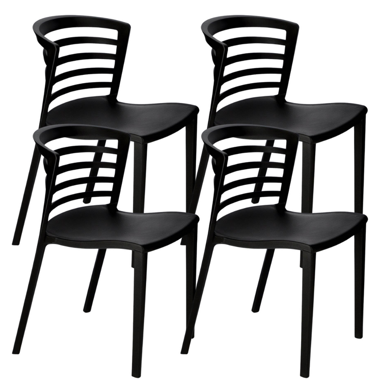 Pack 4 Sillas Alpes Negras | Resistente para Interior y Exterior