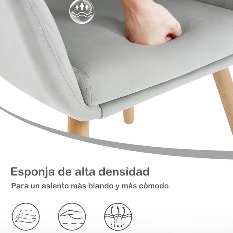 Pack 2 Butacas Sitiales Almer Velvet Gris | Sala, Dormitorio u Oficina