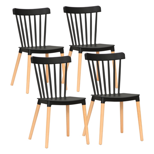 Pack 4 Sillas Windsor Negras | Diseño Clásico & Cómodo