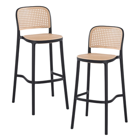 Pack 2 Taburete Montana Negro 65cm | Rattan Sintético, Exterior