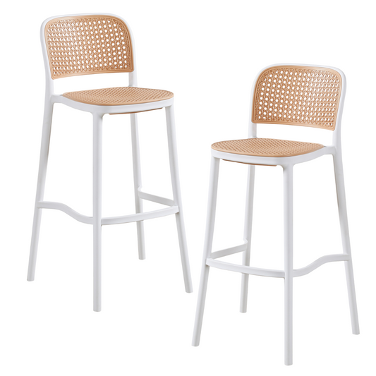 Pack 2 Taburete Montana Blanco 65cm | Rattan Sintético, Exterior