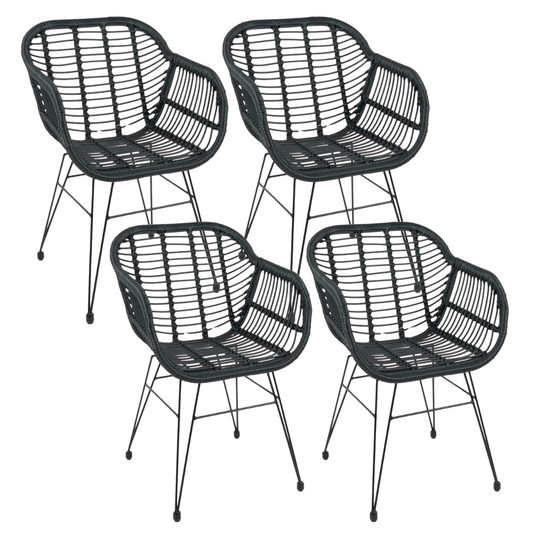 Pack 4 Butacas Grecia | Diseño en Rattan Negro