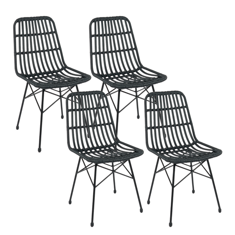 Pack 4 Sillas Grecia | Diseño en Rattan color Negro