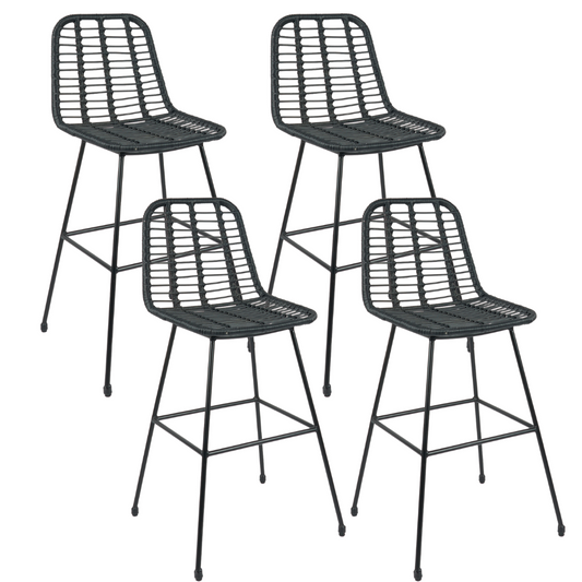 Pack 4 Taburete Piso Grecia Alto 75 cm | Rattan color Negro