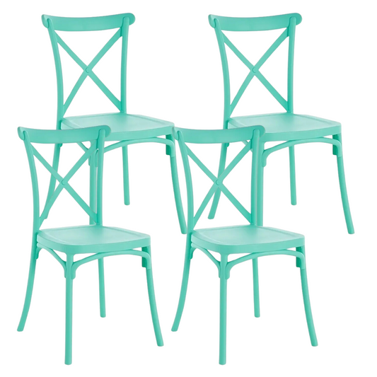 Pack 4 Silla Crossback Menta | Ideal Terraza y Interior
