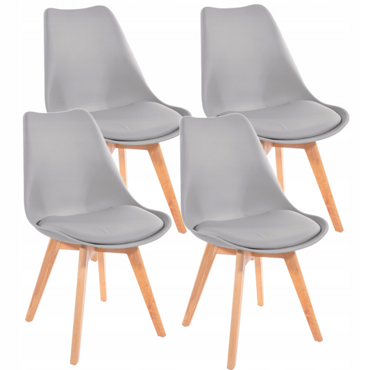 Pack 4 Tulip Gris Acolchadas | Diseño Moderno