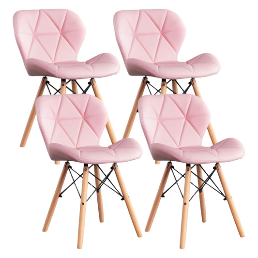Pack 4 Silla Rubik Rosa | Ecocuero & Madera