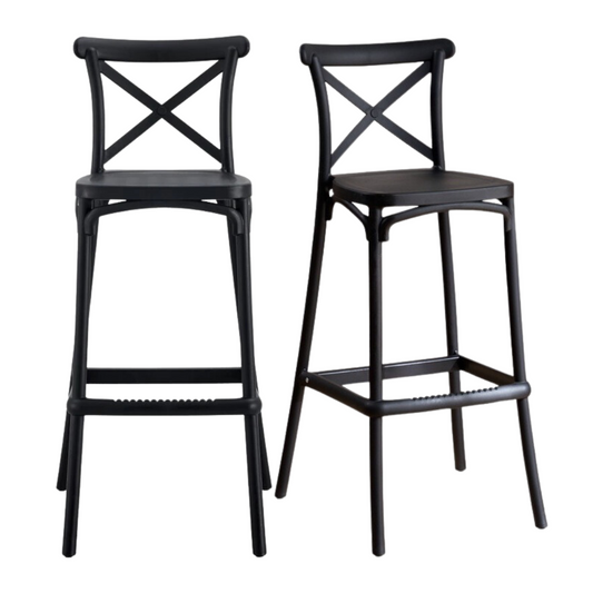Pack 2 Taburetes Crossback Negro 65 cm| Exterior e Interior