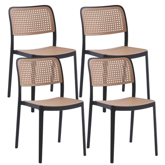Pack 4 Sillas Feronia Negro / Café | Ideal para Exteriores