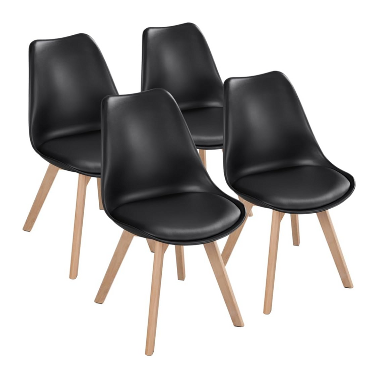 Pack 4 Tulip Negras Acolchadas | Diseño Moderno