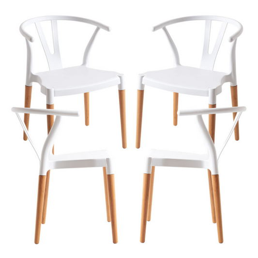 Pack 4 Sillas Wishbone Blancas | Modernas y Resistentes