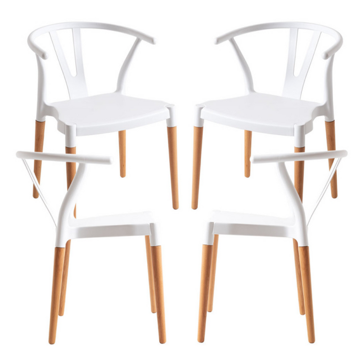 Pack 4 Sillas Wishbone Blancas | Modernas y Resistentes