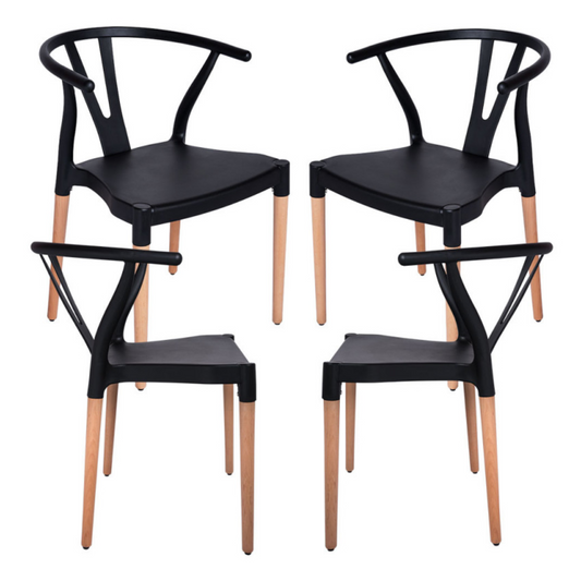 Pack 4 Sillas Wishbone Negras | Modernas y Resistente