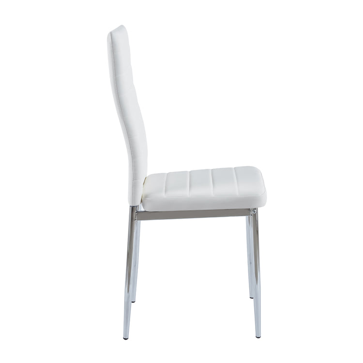 Comedor Mesa Rectangular Vitreo 130x80 + 4 Silla Dining Blanca