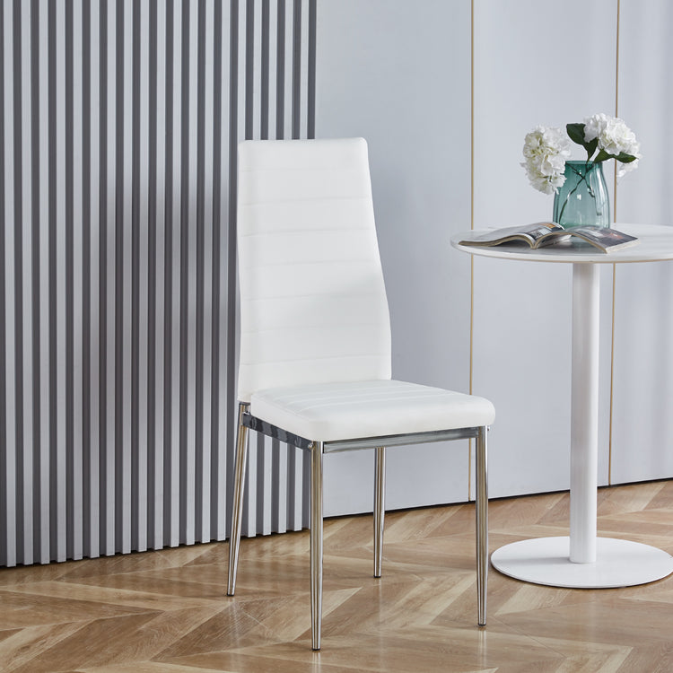 Comedor Mesa Rectangular Vitreo 130x80 + 4 Silla Dining Blanca