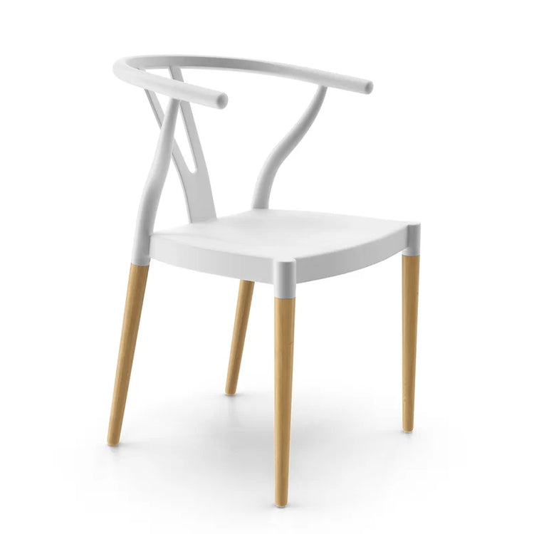 Comedor Mesa Equiz 100cm + 4 Sillas Wishbone Blanca