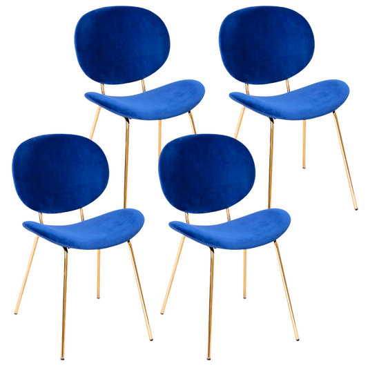 Pack 4 Sillón Angelica Velvet Azul | Sala, Dormitorio u Oficina