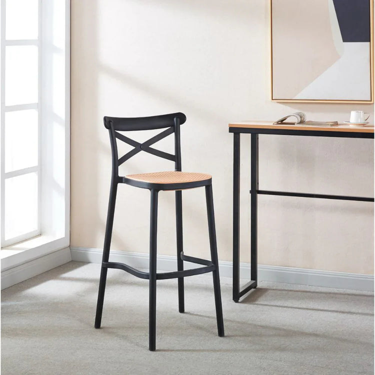 Taburete Valentino Negro 65cm | Moderno y Apilable | Exterior