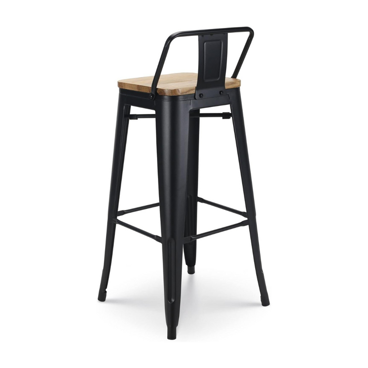 Pack 4 Taburetes Bar Tolix Negros 77 cm | Madera clara