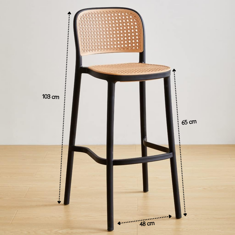 Pack 2 Taburete Montana Negro 65cm | Rattan Sintético, Exterior