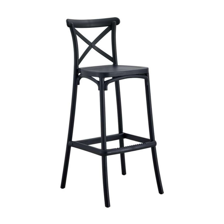 Pack 4 Taburetes Crossback Negro 65 cm | Exterior e Interior