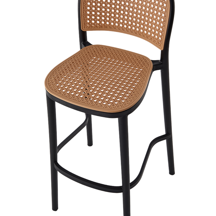 Pack 4 Taburete Montana Negro 65cm | Rattan Sintético | Apilable