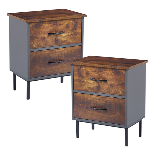 Pack 2 Veladores Carmine Rústico 2 Cajones | Funcionalidad