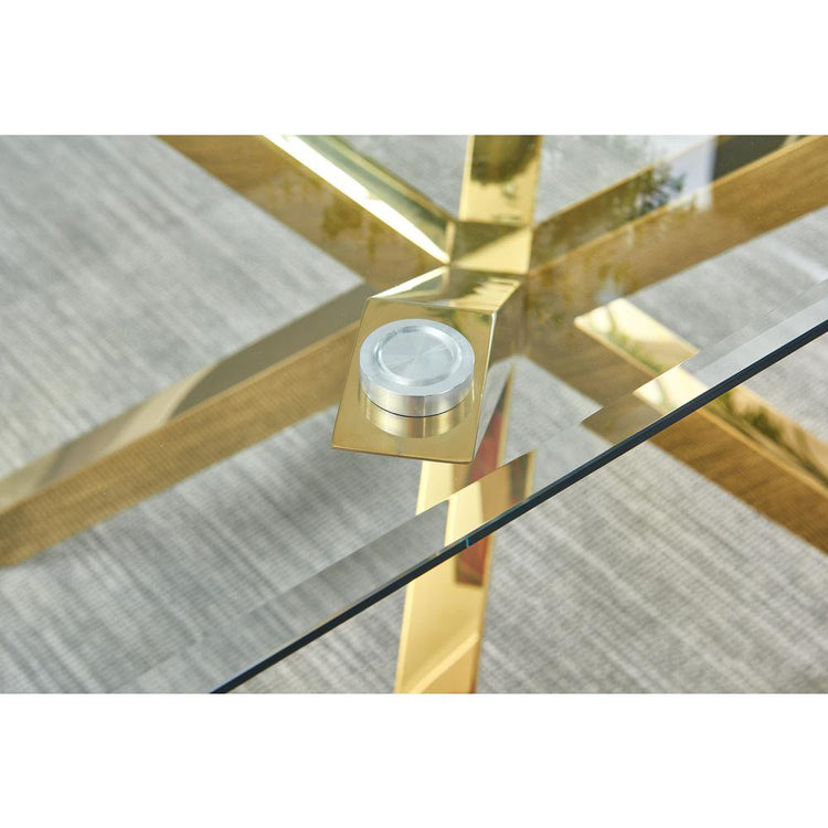 Mesa Cuadrada 100x100 Erika | Vidrio Templado | Dorado