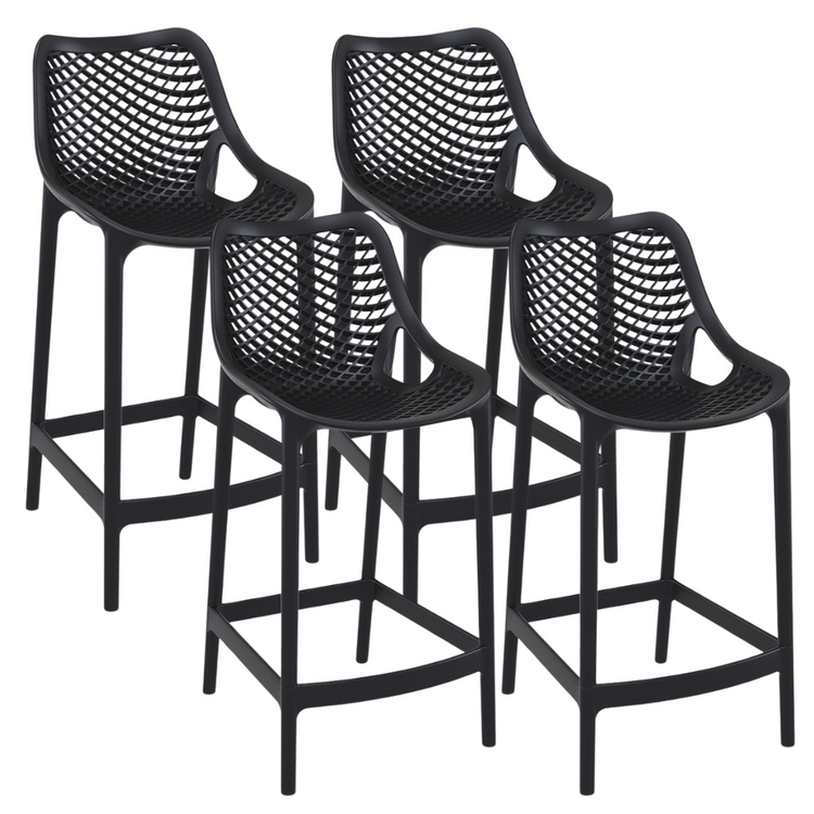 Pack 4 Taburete Bardo | 65cm Negro | Exterior e Interior
