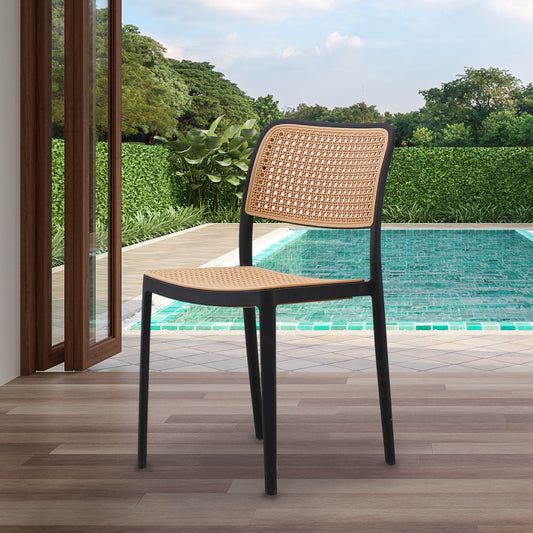 Pack 4 Sillas Feronia Negro / Café | Ideal para Exteriores