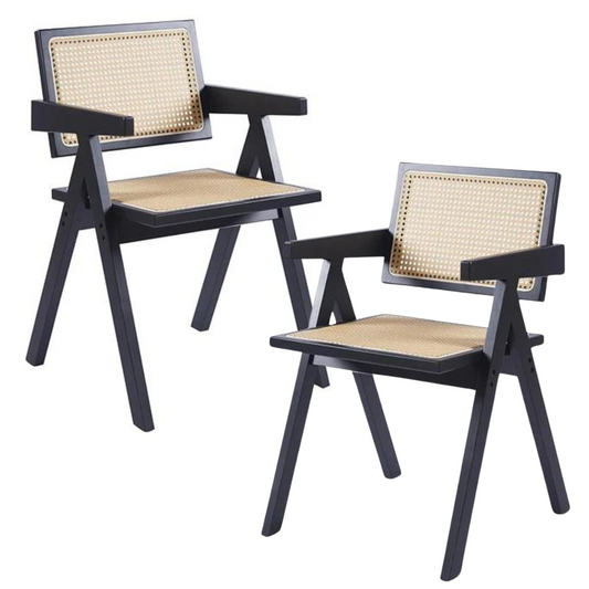 Pack 2 Butacas Sitial Capitol Negro | Ratan Natural | Diseño Clásico