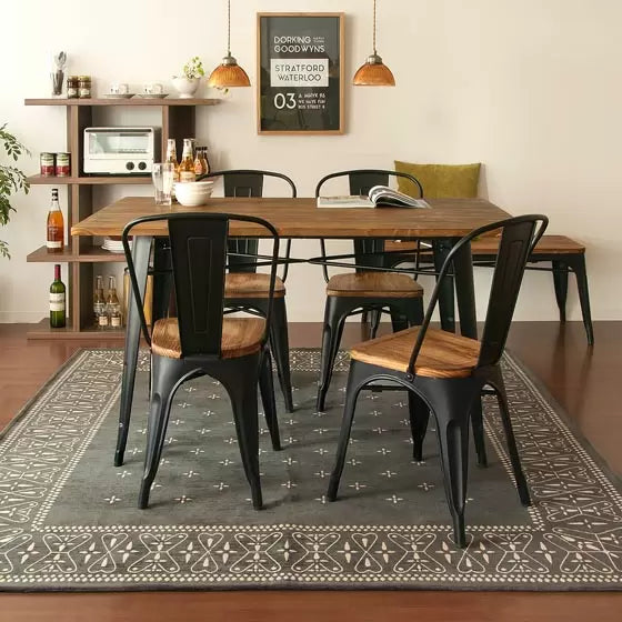 Mesa Rectangular Tolix 140x90 | Madera Oscura | Hogar - Negocio