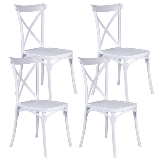 Pack 4 Silla Crossback Blanca | Ideal Terraza y Interior
