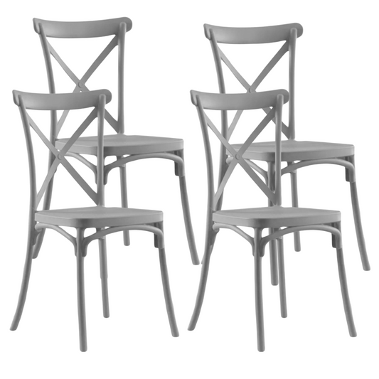 Pack 4 Silla Crossback Gris | Ideal Terraza y Interior