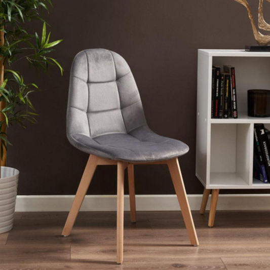 Pack 4 Sillas Vorak Gris | Felpa & Madera