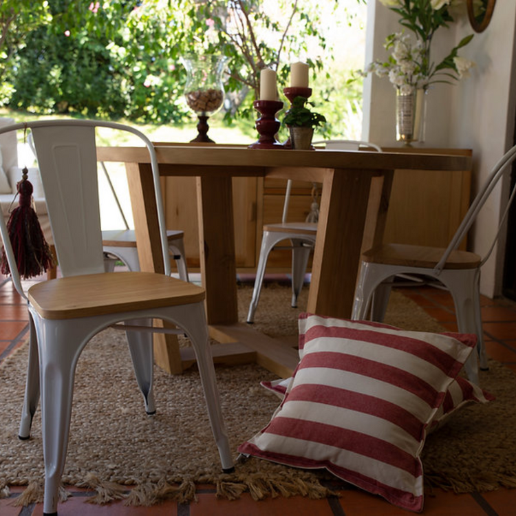 Pack 4 Sillas Tolix Blancas | Metal y Madera | Resistencia al Exterior