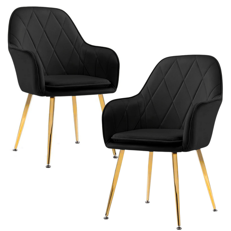 Pack 2 Sillón Sitial Diamante Terciopelo Negro | Moderno y Cómodo