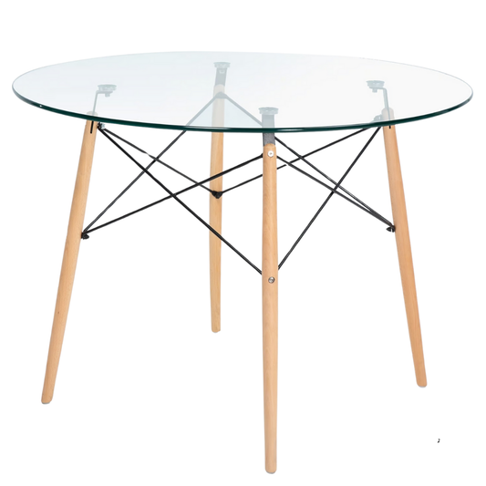 Mesa de Vidrio Redonda Elida 120cm - Diseño Clásico y Resistente