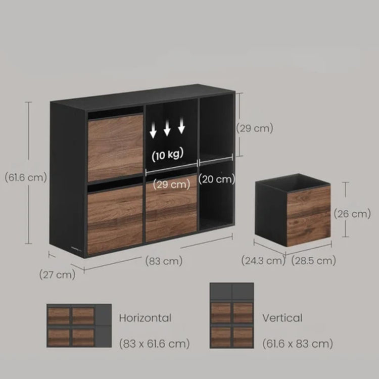 Mueble Organizador Costell Negro | Con Canastos de Tela