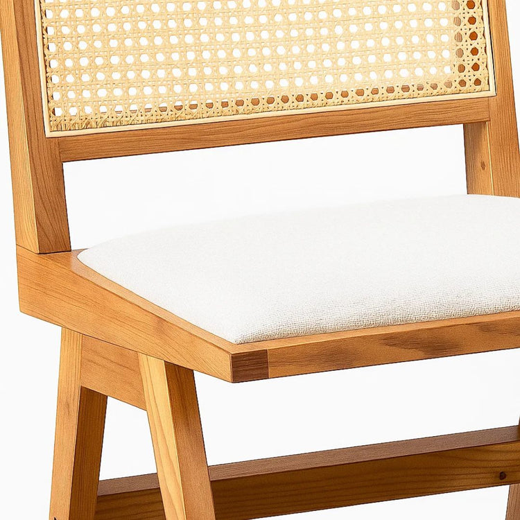 Silla Rosso | Rattan Madera | Tela Beige