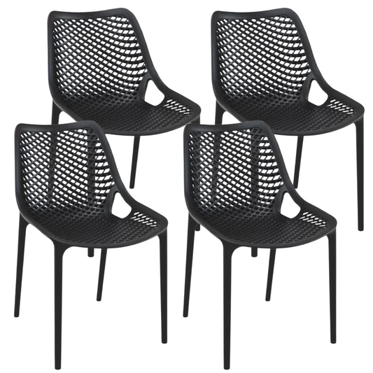 Pack 4 Sillas Bardo Negras| Resistente para Interior y Exterior