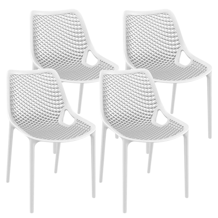 Pack 4 Sillas Bardo Blanca| Resistente para Interior y Exterior