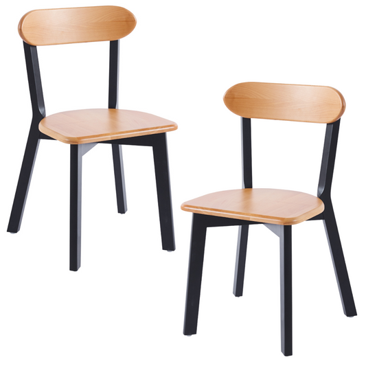 Pack 2 Silla Fresno |Diseño Natural & Negro| Moderna y Duradera