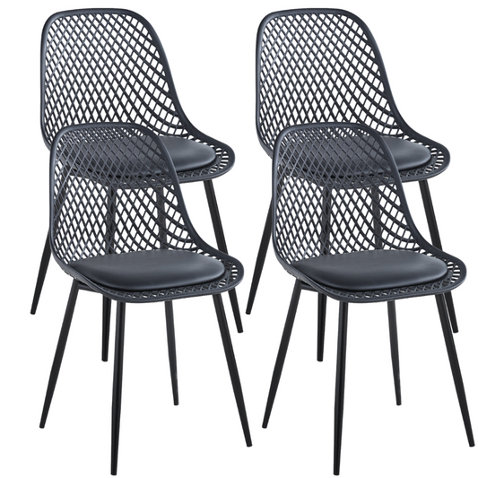 Pack 4 Sillas Grillet Negras | Resistentes y Cómodas | Comedor/Living
