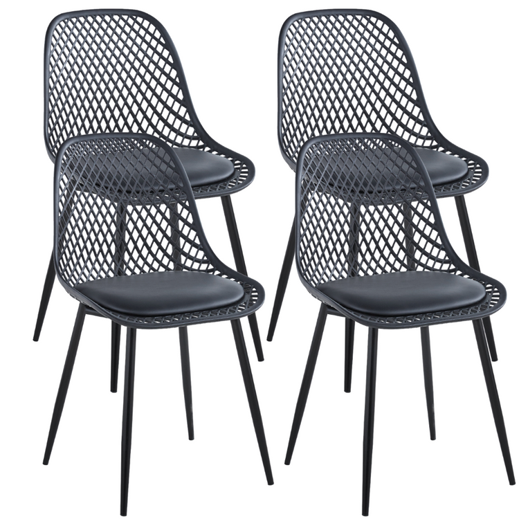 Pack 4 Sillas Grillet Negras | Resistentes y Cómodas | Comedor/Living