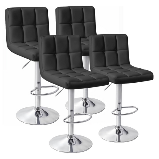 Pack 4 Piso Bar Altura Regulable Taburete Ivar Con Respaldo Negro