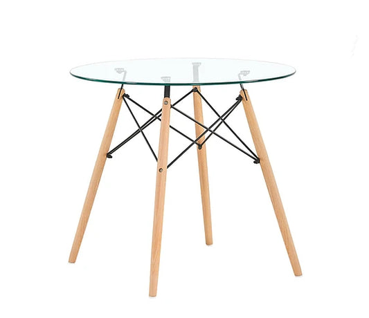 Mesa de Vidrio Redonda Elida 80cm - Diseño Clásico y Resistente