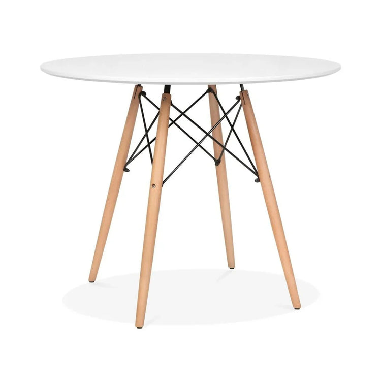 Comedor Mesa Redonda Estela Blanca 80cm + 4 Sillas Tulip Blanco